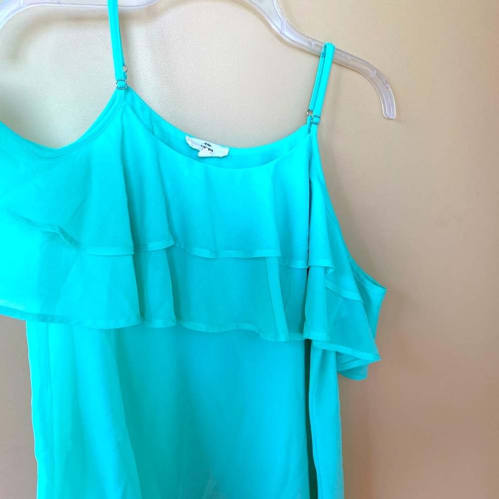 Teal Entro Cold Shoulder Strappy Tank
